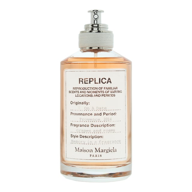 On A Date is a floral Fruity fragrance for both men and women, which was created by Carlos Benaim, and launched in 2022 by Maison Margiela as part of their Replica series. The fragrance was inspired by pleasant memories, of a day in Provance, in 2014, enjoying the vineyards and crepes. The scent opens with notes of Blackcurrant Syrup, Pink Pepper and Bergamot; before moving into the heart of Rose and Geranium and Davana; with base notes of Patchouli, Moss, Vetiver and Musk. The notes make for a sweet, fun, playful scent for the warmer months of Spring and Summer.