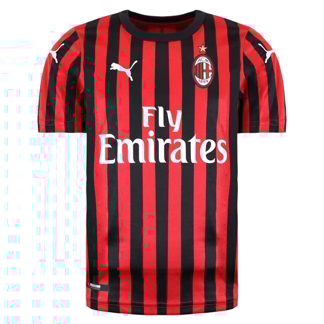 Puma AC Milan Short Sleeve Round Neck Black Red Kids Football T-Shirt 755861 01
