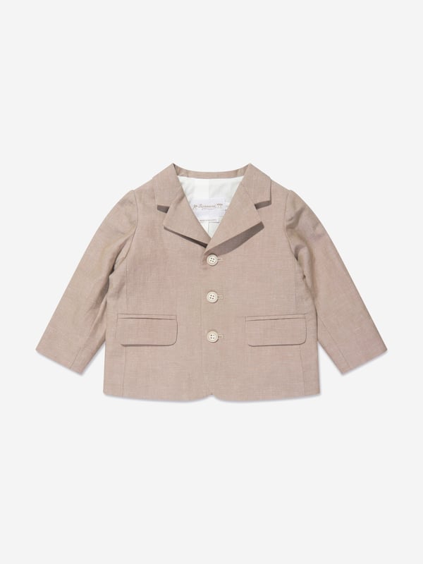 The Baby Boys Linen Leopold Blazer in Brown by Bonpoint is the ideal addition to your young one's wardrobe this Eid. Below are the defining features:Exquisite Design: With a unique print, this blazer makes a dashing statement, striking the right balance between trendy and timeless.Superior Comfort: Crafted from premium linen, it ensures your baby stays cosy and comfy, enhancing their festive experience.Elevate their attire with this linen blazer, adding a touch of luxury and elegance. Be the first to grab this must-have Bonpoint piece and let your little one shine!