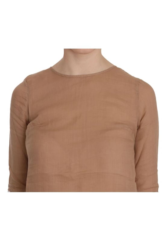 Brand: PINK MEMORIES
  Condition: Brand new with tags
  Style: 3/4 Sleeve Crewneck Shift Mini Dress
  Color: Brown
  Made in Italy
  Material: 100% Linen
  Logo details
  Gender: Women