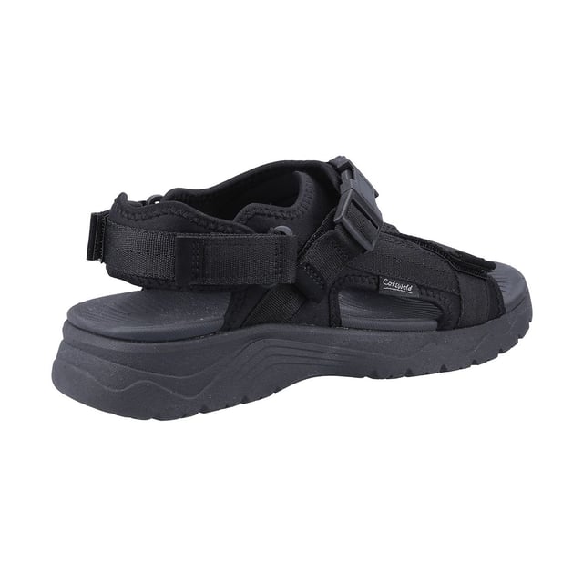 Upper: Textile. Insole: EVA. Outsole: EVA. Lightweight. Flat. Design: Logo. Toe Style: Open. Fastening: Buckle, Hook and Loop, Triple Bungee Strap.