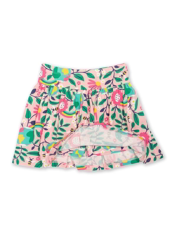 95% organic cotton 5% elastane | Proud to be certified to the Global Organic Textile Standard (GOTS) | Hello Earth all-over print | Single jersey with a little bit of stretch (180-190 gsm) | Skirt with matching built-in shorts | Elasticated waistband | Made in Turkey | Machine washable at 40 degrees, or at 30 degrees to be kinder to the planet