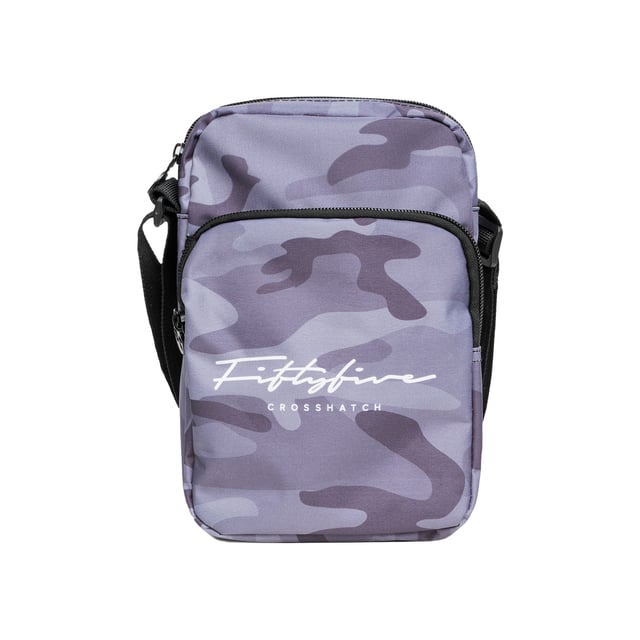 100% Polyester. Design: Camo, Logo. Fastening: Zip. Adjustable Strap, Branded Zip Pull, Lined Interior, Rubber Badge. Compartments: 1 Main Compartment. Pockets: 1 Front Pocket, 1 Slip Pocket, Touch Fastening.