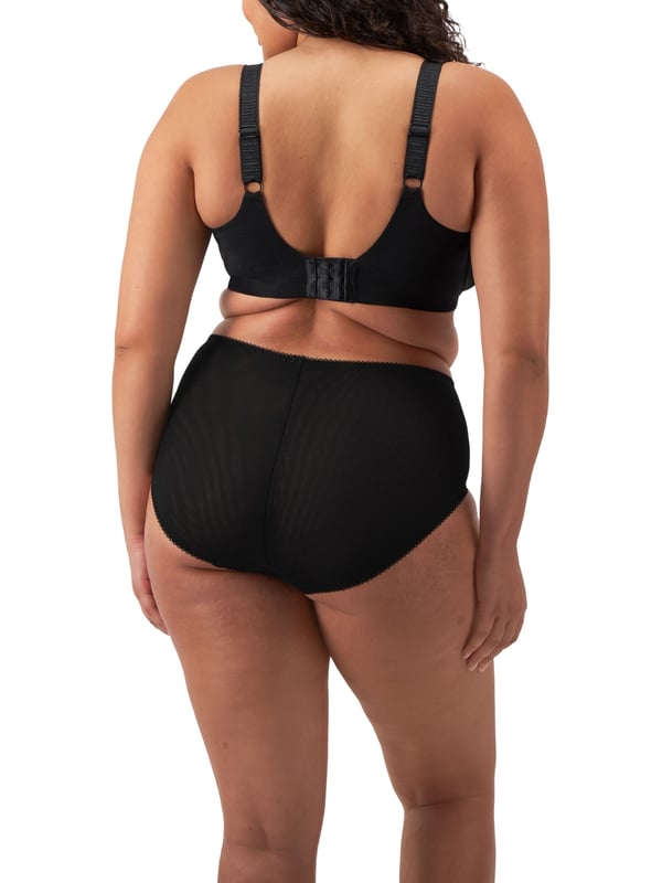 Elomi Cate Allure Full Cup Bra. Underwired non padded full coverage bra based on the beloved Elomi Cate EL4030 with an encapsulated three piece cup for a smoother look, side support panel and a sheer top cup. Product is hand wash only.