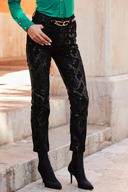 REASONS TO BUY:

Your go-to skinnies just got an upgrade
Made from our signature soft stretch denim
Standout coated animal print finish
Classic skinny cut and flattering high-rise fit
Style with a chunky knit and boots off-duty
Take them out-out with a nice top and heels

Inside leg to fit: Short 29" | Regular 31" | Long 33"