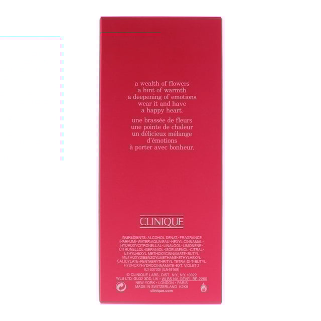 Clinique Happy Heart is a warming fragrance with a blend of floral notes, including water Hyacinth, along with Mandarin and Blonde Woods. The fragrance is light, cheery, long lasting and a wonderful scent for summer.