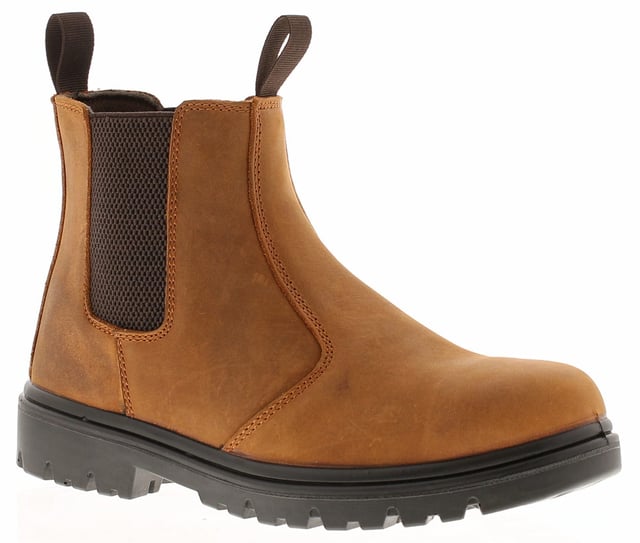 Tradesafe Mens Safety Boots crazy leather tan