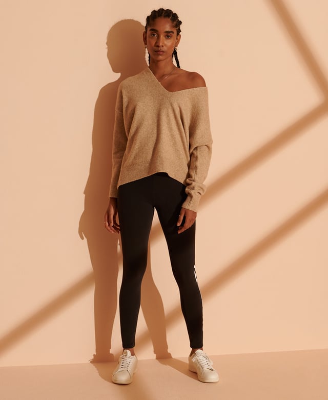 Superdry Damen Leggings mit Logo und elastischem Bund Leggings Superdry Logo elastisch Damen Schwarz Baumwolle. Authentisches Kleidungsstück der Marke Superdry - Streetwear/Sportswear-Design von Superdry - Superdry für Damen, perfekt für den Alltag - Die schwarzen Superdry Leggings passen hervorragend zu Ihrer Garderobe - bequeme Baumwollmaterial - klassisch - elastisches Logo -