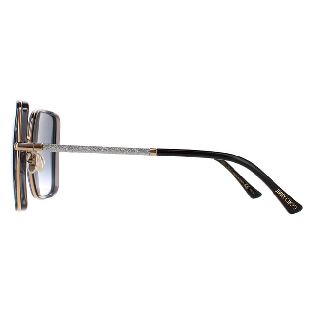 Jimmy Choo Square Womens Gold Grey Dark Grey Gradient JAYLA/S  Sunglasses are a fashionable square frame, enhancing your facial features while providing optimal sun protection. The high-quality metal material used in their construction ensure durability and comfort, making them the ideal companion for both everyday wear and special occasions. The Jimmy Choo logo features on the slender temples for brand authenticity.