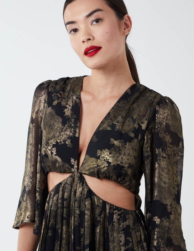 Amanda Pleated Cut-out Midi Dress
