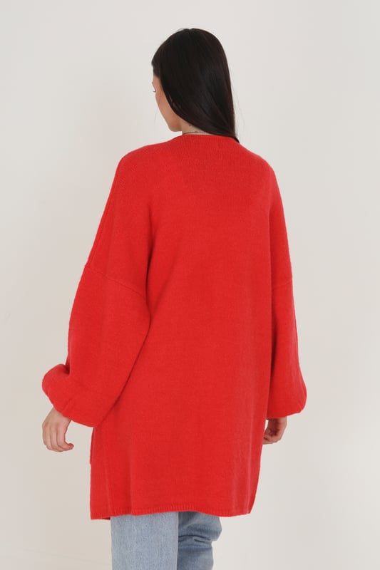 Red oversized cardigan new arrivals