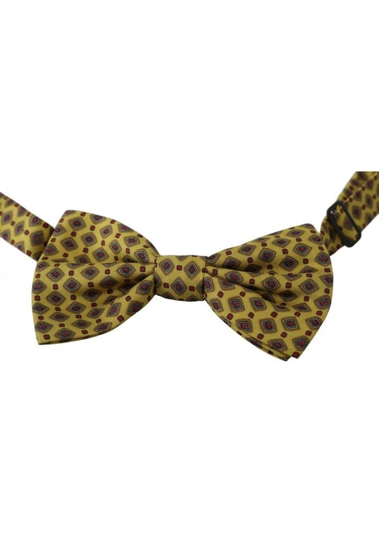 100% Authentic Dolce & Gabbana bow tie
  Exclusive design from the Dolce & Gabbana collection
  Color: Yellow with pattern
  Model: Tied
  Material: 100% Silk
  Adjustable length neck strap one size
  Made In Italy
  Original tags & store bag included