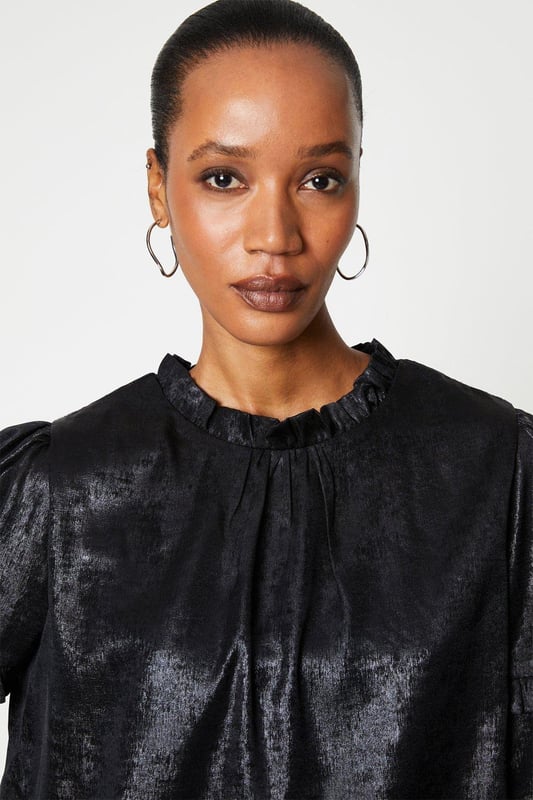 Foil Frill Long Sleeve Top