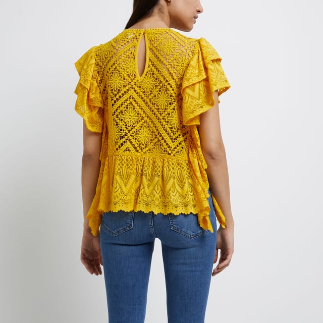 River Island Womens Peplum Top Yellow
