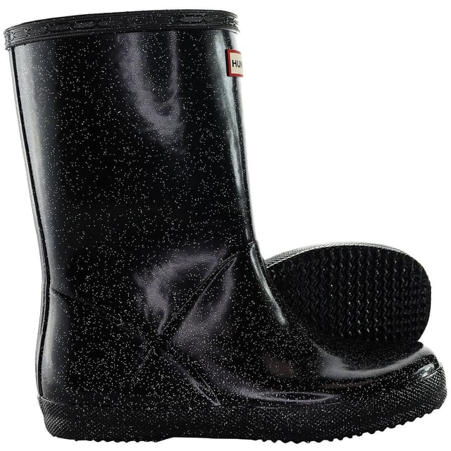 Introducing the Hunter First Classic Starcloud Kids Black Boots—a stylish and practical choice for young adventurers. Designed by the renowned brand Hunter, these boots combine functionality with a touch of celestial flair. Let's explore the key features of the Hunter First Classic Starcloud Kids Black Boots:

 Classic Design:  The boots feature the classic design that Hunter is known for, with a tall shaft for optimal coverage and protection. This design ensures that little feet stay dry and comfortable, making these boots suitable for various weather conditions.

 Starcloud Print:  Adding a playful and whimsical touch, the Starcloud print on these boots features celestial elements like stars. This design not only enhances the aesthetic appeal but also captures the imagination of young wearers.

 Waterproof Construction:  Hunter is renowned for its waterproof boots, and the First Classic Starcloud Kids Boots are no exception. The waterproof construction ensures that little feet stay dry during rainy days, making them perfect for puddle-jumping adventures.

 Durable Material:  Crafted from high-quality materials, these boots are designed to withstand the activities of active kids. The durable construction ensures longevity, making them a reliable choice for everyday wear.

 Easy On and Off:  The boots are designed with little ones in mind, featuring an easy-on design. This makes them convenient for kids to put on and take off independently, promoting a sense of autonomy.

 Comfortable Lining:  The boots are likely to have a comfortable lining, providing a cozy and snug fit. This feature ensures that young adventurers can enjoy their outdoor activities in comfort.

 Grippy Outsole:  The sturdy outsole provides reliable traction, reducing the risk of slips and falls. This is particularly important for kids who love to explore various terrains.

 Iconic Hunter Logo:  The iconic Hunter logo is likely featured on the front or side of the boots, showcasing the brand's commitment to quality and style. The logo adds a touch of authenticity to these playful and functional boots.

 Available in Kids' Sizes:  The Hunter First Classic Starcloud Boots are available in a range of kids' sizes, ensuring a proper and comfortable fit as children grow.