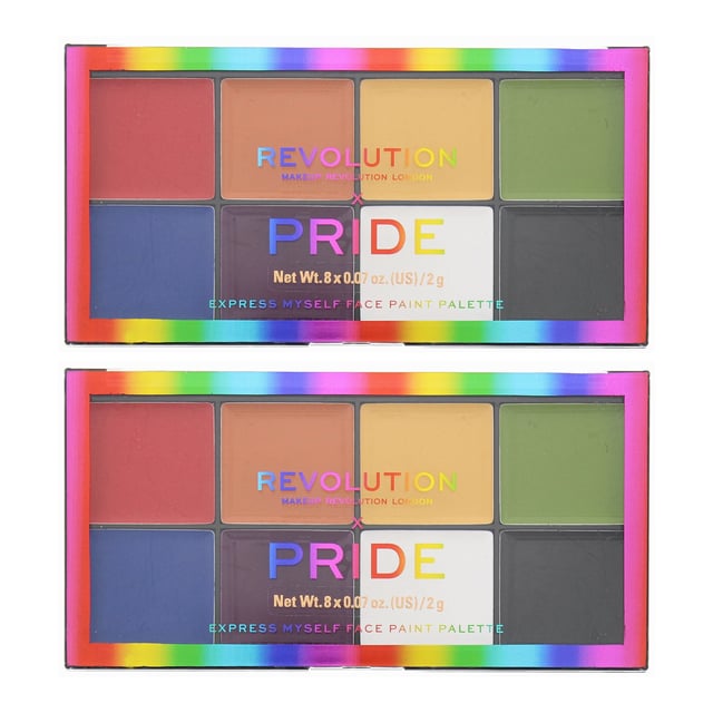Revolution Pride Express Myself Face Paint Palette is a vibrant and colourful palette that is perfect for creating bold and expressive looks for pride events, festivals, parties, or any other occasions where you want to express yourself. The palette features a range of rainbow-colored shades that can be used to create a variety of looks. The formula is highly pigmented and provides full coverage with just one swipe, allowing for easy application and blending. The face paints in this palette are water-activated and can be easily removed with soap and water. They are also vegan and cruelty-free, making them a great choice for anyone who wants to create bold and expressive looks without compromising on their values.