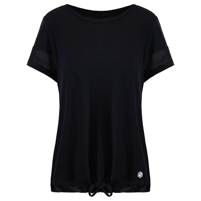 Asics Logo Womens Black T-Shirt Asics Short Sleeve Crew Neck Black Plain Womens T-Shirt 146407 0904