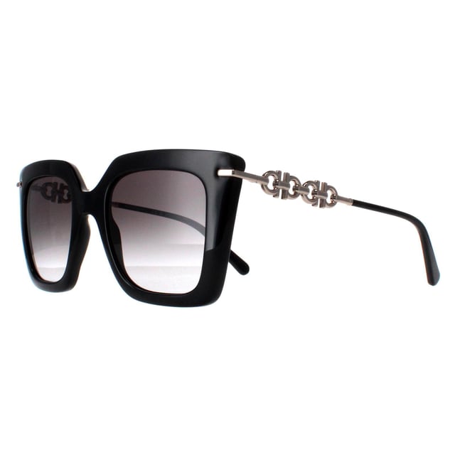 Salvatore Ferragamo Square Womens Black Smoke Gradient SF1041S  Sunglasses are crafted with meticulous attention to detail. These exude sophistication and elegance. The sleek and modern design features a bold acetate frame, complemented by the iconic Gancini hinge, adding a touch of timeless charm. With the lenses offering both protection and style, these sunglasses are the perfect accessory for any occasion, effortlessly blending fashion and function.