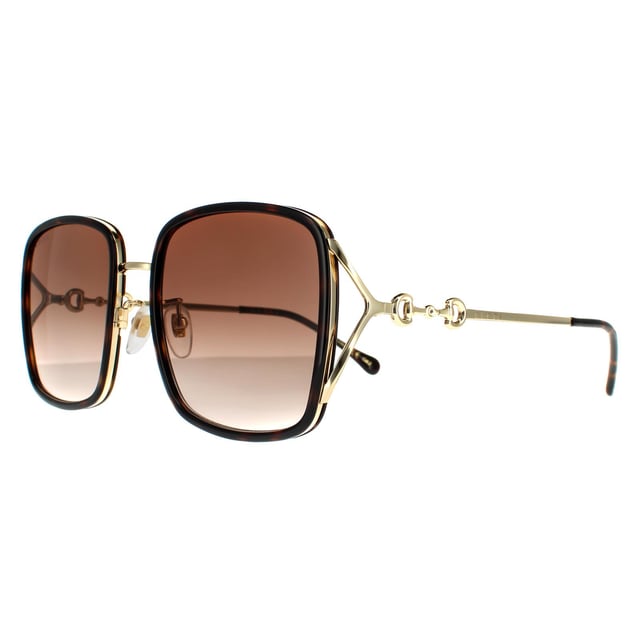 Gucci Rectangle Womens Havana Brown Sunglasses