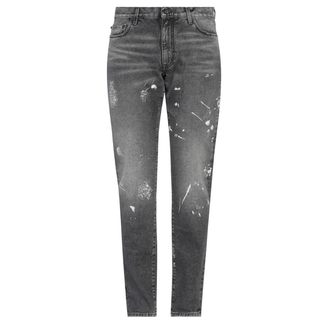Off White Paint Effect Diag Stripe Slim Fit Grey Jeans