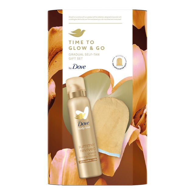 Dove Time to Glow&Go Gradual SelfTan Mousse Gift Set for Her w/ Applicator Mitt