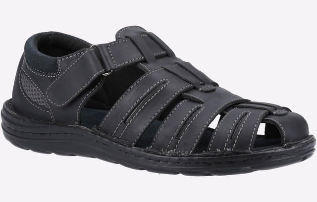 Hush Puppies Albert Vissersandalen Heren Een klassieke leren sandaal, perfect voor zomerse dagen buiten, met een bovenwerk van echt leer en een klittenbandsluiting, een gevoerde suède kraag voor comfort, en een lichte PU-zool. - Bovenwerk van echt leer - Gevoerde suède kraag voor extra comfort - Comfortabele textielen voering - Gevoerde comfort sok van echt suède - Lichte PU-buitenzool