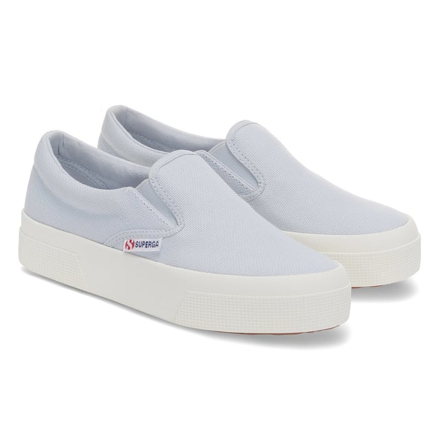 Superga Unisex Adult 2740 Slip on Flatform Loafers Grey Lilla Avorio
