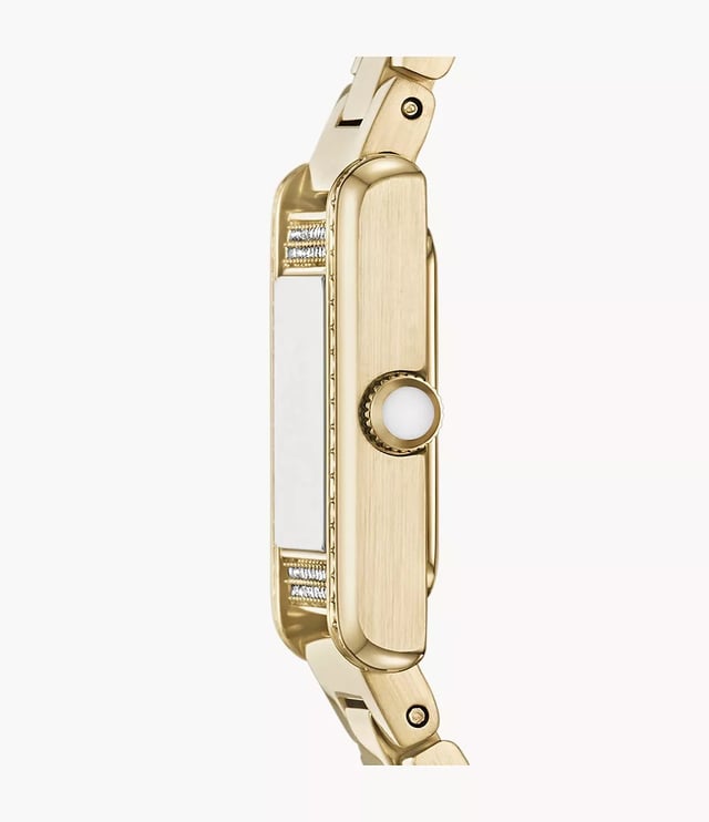 This Emporio Armani Genni Analogue Watch for Women is the perfect timepiece to wear or to gift. It's Gold  Rectangular case combined with the comfortable Gold Stainless steel watch band will ensure you enjoy this stunning timepiece without any compromise. Operated by a high quality Quartz movement and water resistant to 5 bars, your watch will keep ticking. Elegant and fashionable watch that is suitable for the daily life of every Women. High quality 19 cm length and 14 mm width Gold Stainless steel strap with a Deployment clasp Case measurement: 20 X 26 mm,case thickness: 6 mm, case colour: Gold and dial colour: White