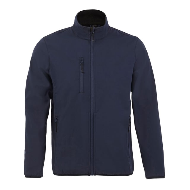 Material: Außenschicht aus 94% Polyester und 6% Elastan. Wasserdichte, winddichte und atmungsaktive Mittelschicht. Futter aus Polyester-Fleece. Durchgehender Reißverschluss mit Kinnschutz und innerer Reißverschlussabdeckung. Rechte Brusttasche mit Reißverschluss. Zwei Fronttaschen mit Reißverschluss. Elastische Bündchen an Ärmeln und Saum. Brustumfang (in): XS(35/36), S(36/38), M(38/40), L(41/42), XL(43/44), XXL(45/47), 3XL(47/49), 4XL(50/52), 5XL(53/55).