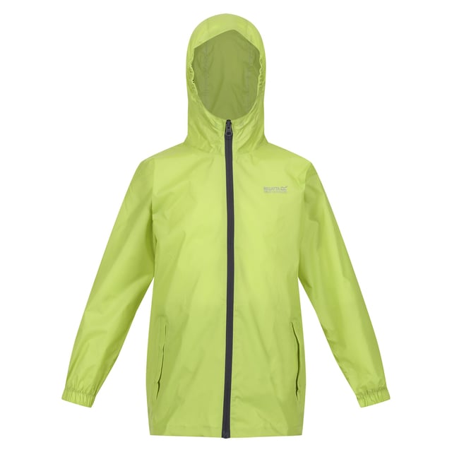 Regatta Great Outdoors Childrens/Kids Pack It Jacket III Waterproof Packaway Black (Green Algae) 100% polyamide. Lightweight, waterproof jacket that packs down small, ideal for walking, hiking, camping, festivals and school trips. The seam sealed ISOLITE 5,000 polyamide fabric with a DWR (Durable Water Repellent) finish sheds moisture and breathes. With two handy pockets and a small stuff sack. Regatta Kids Sizing (chest approx): 2 Years (53-55cm), 3-4 Years (55-57cm), 5-6 Years (59-61cm), 7-8 Years (63-67cm), 9-10 Years (69-73cm), 11-12 Years (75-79cm), 32" (79-83cm), 34" (83-85cm).