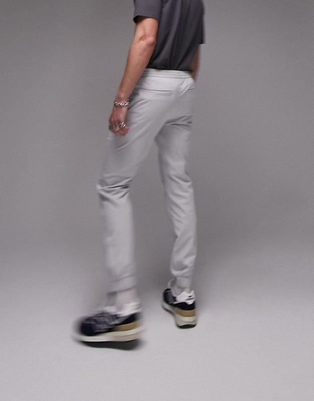 Topman skinny trousers with elasticated waist in grey