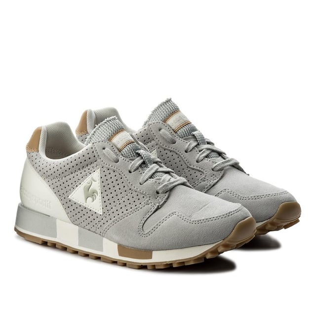 Le Coq Sportif Omega Premium Lace-Up Gray Synthetic Mens Entrenadores 1810184
