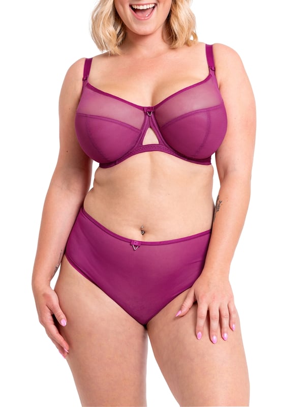 Curvy Kate Victory Balcony Bra. With side support, double-layered mesh sheer cup and four section design for uplift and forward projection. The product is recommended for hand wash only.