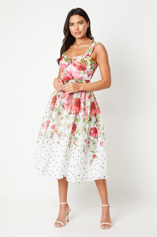 Oasis bloom chiffon high neck midi hot sale