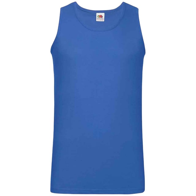 Fruit of the Loom - "Valueweight Athletic" Ärmelloses Oberteil für Herren/Damen Unisex (Königsblau) 100% Baumwolle. Gewebe: Feinstrick. Design: Unifarben. Naht um Armlöcher, Auschneidbares Etikett, Hochgeschnittene Armlöcher. Passform: Klassisch. GSM (Gramm pro Quadratmeter): 165. Nachhaltigkeit: Better Cotton Initiative, Hergestellt ohne Kinder- oder Zwangsarbeit, Oeko-Tex Standard 100 zertifiziert, WRAP Zertifikat. Gebunden, Rundhalsausschnitt, Besatz im gleichem Stoff. Ärmellos. Saum: Doppelnähte.
