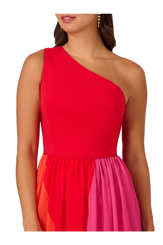 white christmas dresses Adrianna Papell Womens Color Block Chiffon Dress, 0, Red, Women's main image 1