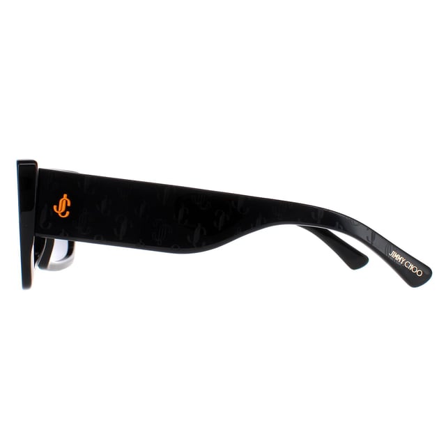 Jimmy Choo Rectangle Womens Black Grey Blue VITA/S  Sunglasses are a trendy rectangle  frame, enhancing your facial features while providing optimal sun protection. The high-quality acetate material used in their construction ensure durability and comfort, making them the ideal companion for both everyday wear and special occasions. The Jimmy Choo logo features on the temples for brand authenticity.