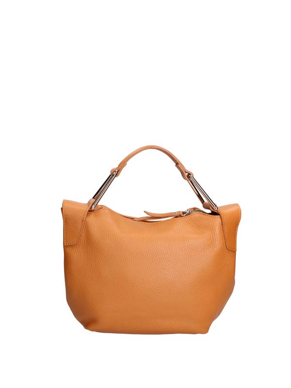 Bolso de mujer. El cierre es con cremallera. Los bolsillos internos son uno con cremallera y otro abierto. Los bolsillos externos son uno frontal con cremallera. La bandolera es ajustable y extraíble en piel. El mango es de cuero. Hay un compartimento interno. El material exterior es piel auténtica tipo dólar. Internamente está forrado en tejido 70% algodón - 30% poliéster. Medidas: 29x20x9 cm. Hecho en Italia