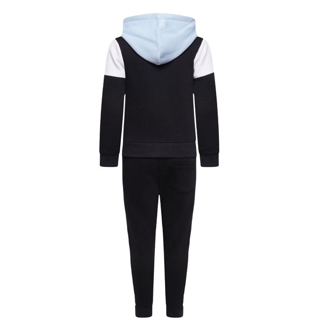 The Boys Sportswear Tracksuit Set is perfect for energetic boys. It is a two-piece set that includes a full-zip hoodie and matching sweatpants, which are ideal for casual and sporty activity. The hoodie has a smooth zipper closure, a comfortable hood, and a sophisticated colour-block design to make it look fashionable. The sweatpants have an elastic waistband and an adjustable drawstring for a secure and comfortable fit, as well as side pockets for convenience. This comfy tracksuit is perfect for every occasion, including school, outdoor play, or lounging at home, and it is machine washable too.