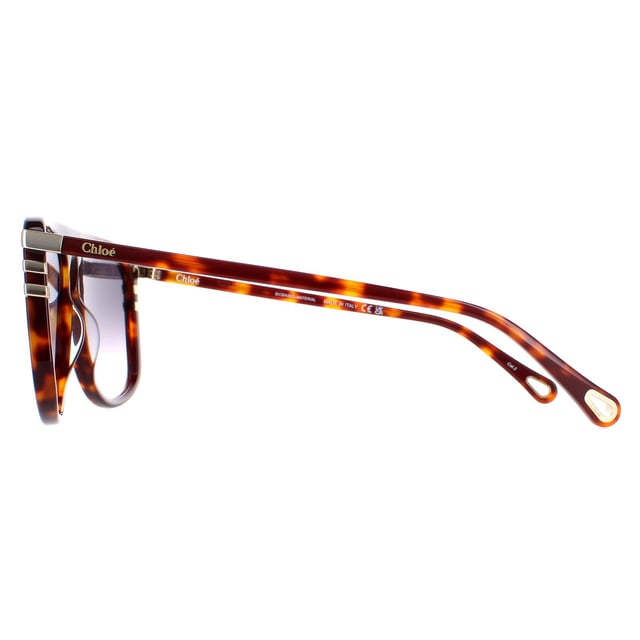 Las gafas de sol Chloe CH0104S 007 en degradado gris habana medio brillante son un moderno estilo aviador fabricado en acetato ligero. El logotipo de Chloe está grabado en las patillas finas para reconocer la marca.