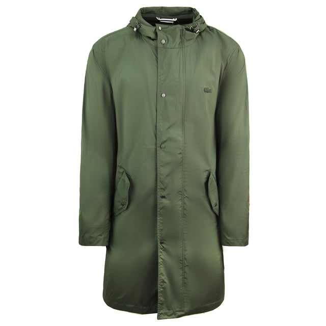 Lacoste Chaqueta de manga larga con cremallera para hombre verde oscuro repelente al agua BH3927 SJT