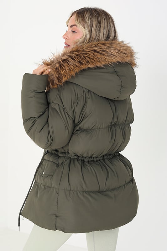 Brave soul parka jacket with faux top fur trim hood
