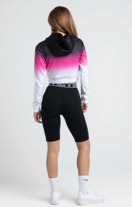 inchBlack Fade Crop HoodieSoft touch fabricCropped fitEmbroidered logoHood detailFadeLong sleeveMachine wash95% Polyester 5% Elastane inch