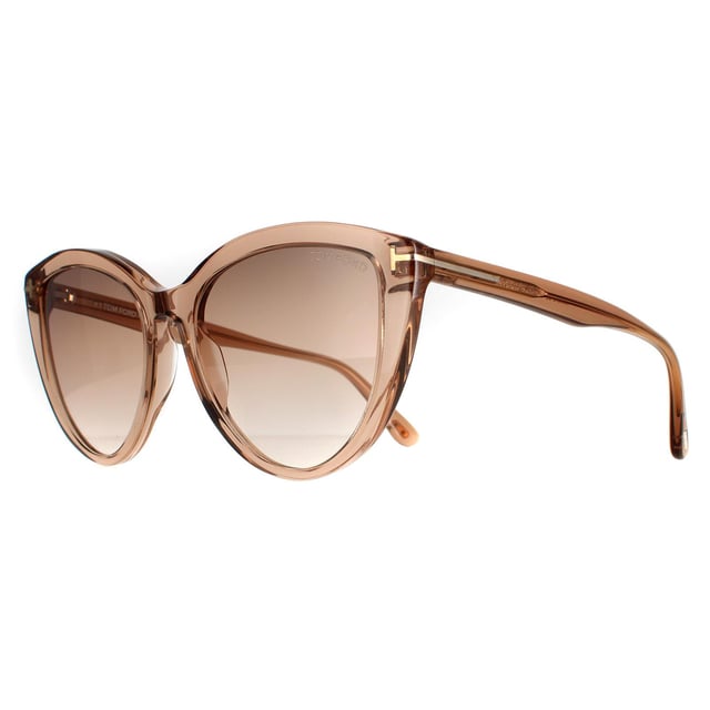 Tom Ford Cat Eye Womens Shiny Light Bruin Bruine Mirror FT0915 Isabella zonnebrillen zijn een luxueus kattenoogontwerp gemaakt van premium acetaat afgewerkt met het metalen Tom Ford T -logo op de tempels.