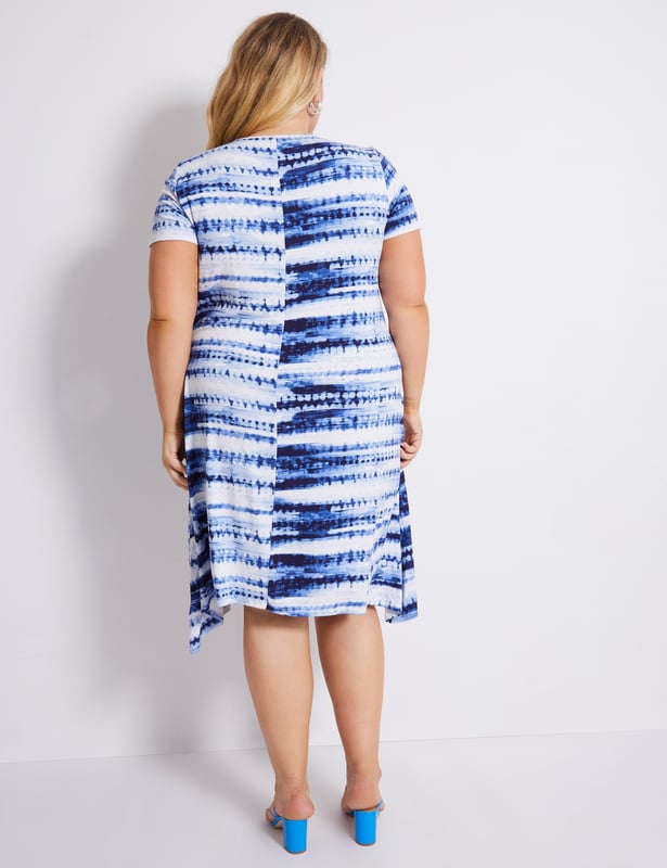 AUTOGRAPH Plus Size Womens Midi Dress Blue Summer Casual A