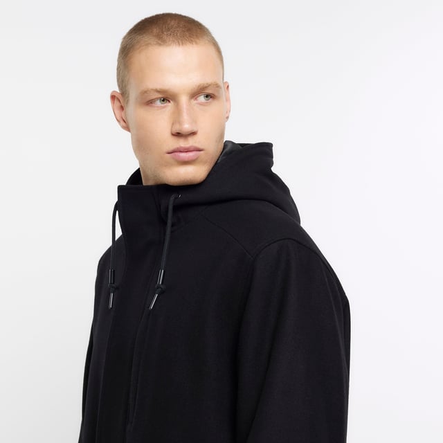 River island fleece new arrivals lined jacket in black