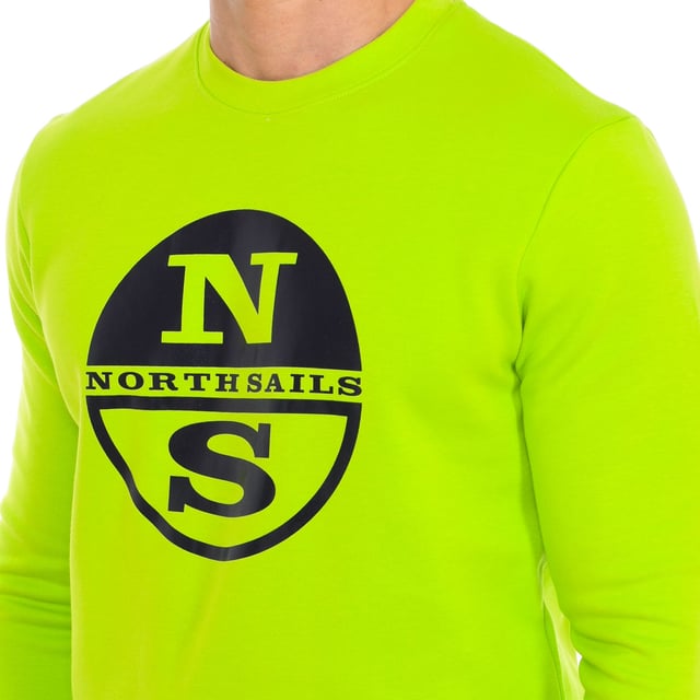 Sweatshirt North Sails.
 Ribbed crew neck.
 Brand print on the front.
 Ribbed cuffs and waistband.
 Seams seen in tone.
 Composition: 60% Viscose, 35% Nylon, 5% Elastane
 Care:
Wash at maximum temperature 30º.
 Iron at medium temperature.
 Do not use bleach.
 Do not use dryer.
 Do not dry clean.