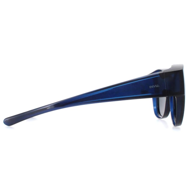 INVU Round Womens Transparent Blue Blue Polarized E2102  Sunglasses Experience the perfect blend of style and functionality with the INVU Fit-Over Designer Sunglasses model E2102F, crafted for women who seek both convenience and elegance. These innovative fit-overs feature a trendy round blue plastic frame with matching blue polarized lenses, designed to seamlessly fit over your prescription glasses. The E2102F model transforms your regular eyewear into chic sunglasses, providing superior UV protection and glare reduction without compromising on style. Available at a fantastic discount from the regular retail price, these premium fit-overs offer a cost-effective solution for fashionable women. Elevate your eyewear collection with INVU and enjoy the ultimate in style and convenience.