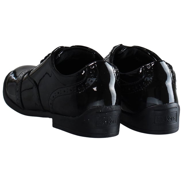 Kickers Bridie Brogue Lace-Up Black Patent Leather Kids Shoes 1_15545