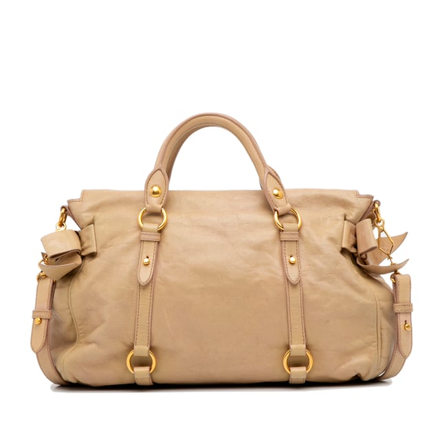Vintage Miu Miu Vitello Lux Bow Satchel Brown